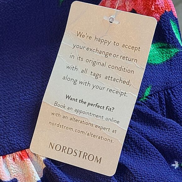 Eliza J Navy Blue Floral Mini Dress Women 14 Flutter Sleeve Fairy Cottagecore - Picture 15 of 15